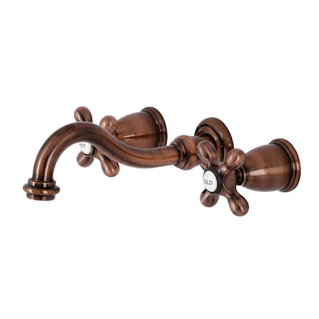 Kingston Brass KS312AXAC Vintage 2-Handle Wall Mount Bathroom Faucet, Antique Copper KS312AXAC